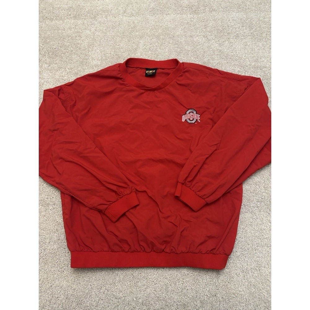 VTG Ohio States Buckeyes THE Embroidered Red Windbreaker Pullover Size XL
